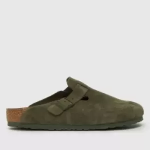 image of BIRKENSTOCK Boston Suede Sandals In Dark Green