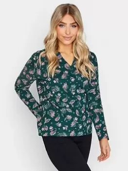 Image of M&Co Paisley Print Long Sleeve Top - Teal, Blue, Size 12, Women