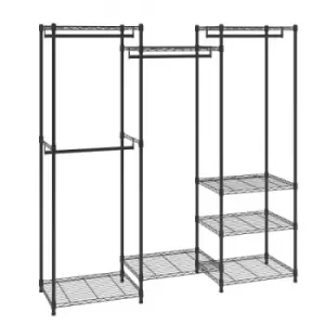 Image of VEVOR Heavy Duty Clothes Rack, Rolling Clothing Garment Rack with 4 Hang Rods & 8 Storage Tiers, Adjustable Custom Closet Rack, Freestanding Wardrobe