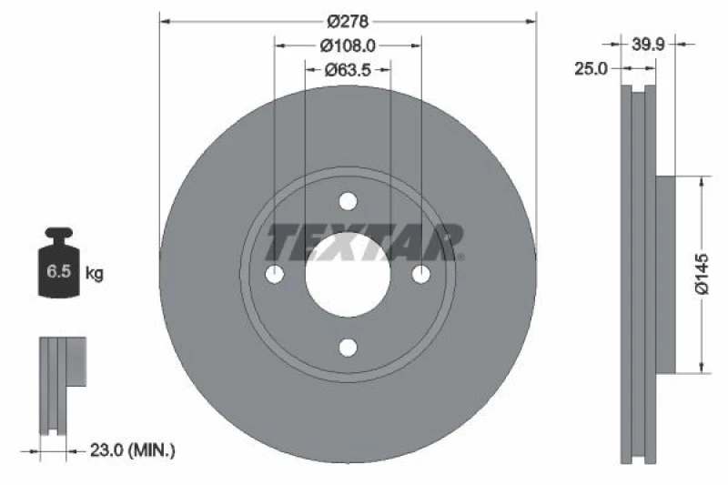 Image of Brake disc TEXTAR 92279003