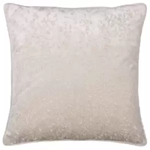 image of Ripple Plush Velvet Cushion Ivory, Ivory / 50 x 50cm / Polyester Filled