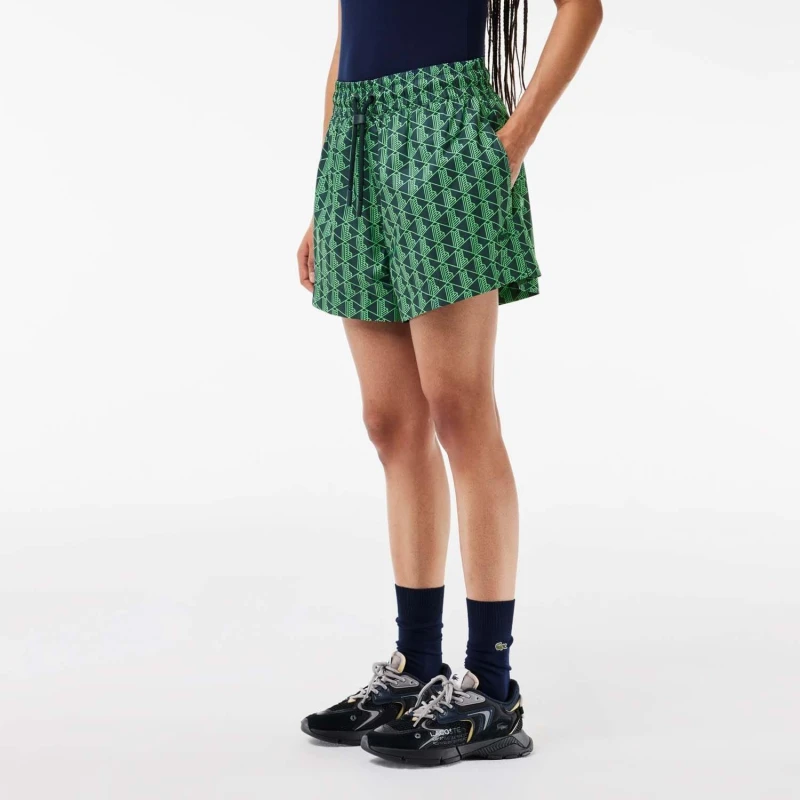 Image of Lacoste Monogram Print Bermuda Shorts Multi Colour female 8