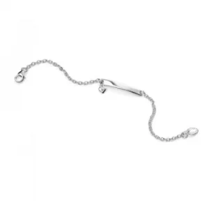 Childrens D For Diamond Sterling Silver Heart Charm ID Bracelet