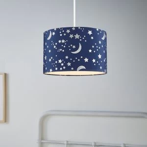 Image of Nera Printed Navy Moon & Star Lamp Shade (D)30Cm
