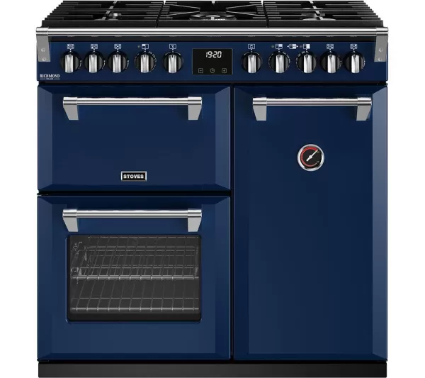 image of Stoves Richmond Deluxe ST DX RICH D900DF MBL Dual Fuel Range Cooker - Midnight Blue - A Rated