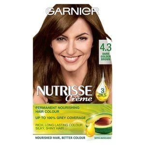 Garnier Nutrisse 4.3 Dark Golden Brown Permanent Hair Dye Brunette