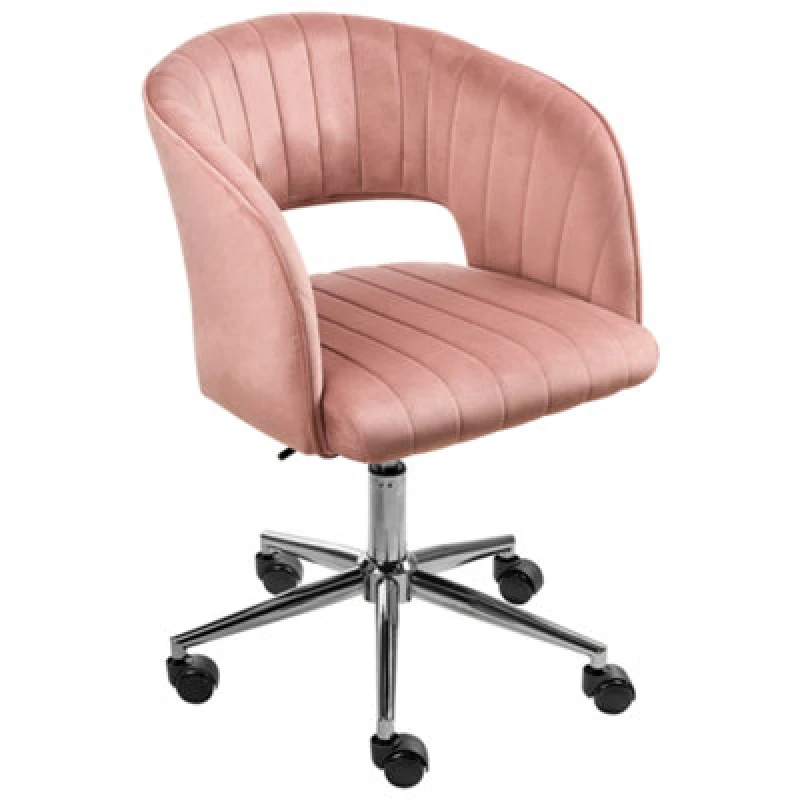 Image of Beliani Desk Chair Katonah Velvet Pink