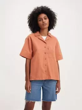 image of Ari Short Sleeve Resort Shirt - Orange / Orange Garment Dye