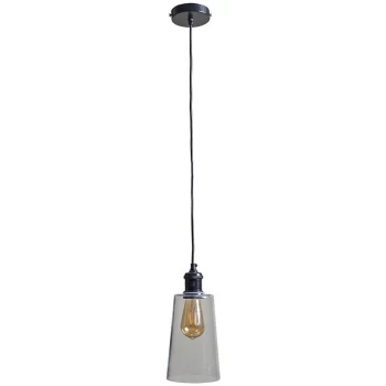 image of Matt Black and Clear Glass Ceiling Light Fitting - No Bulb