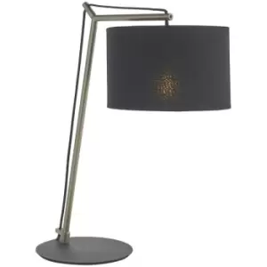 image of Merano Ravenna Table Lamp Matt Nickel Plate & Black Cotton Fabric