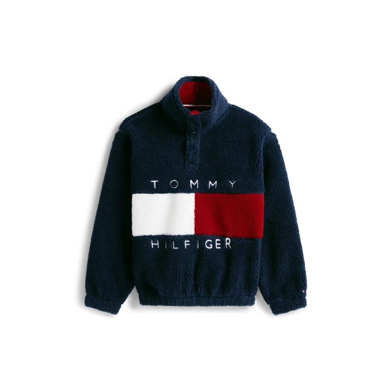 Image of Tommy Hilfiger Kids Heritage Quarter Zip Fleece Night Navy C1G male 12Y
