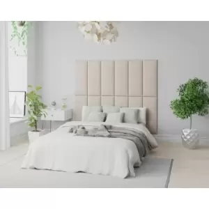 Image of Aspire EasyMount Wall Mounted Upholstered Panels, Modular DIY Headboard in Saxon Twill Fabric, Natural (Pack of 8)