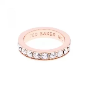 Image of Ted Baker Ladies Rose Gold Plated Claudie Narrow Crystal Band Ring Ml