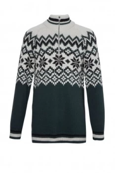 image of Mens French Connection Ski Fair Isle Half Zip Jumper Black Multi