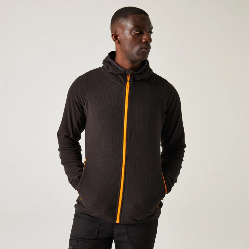 Image of Regatta Regatta Men Navigate' Full Zip Hooded Fleece in Orange Size: Small Orange S Male 5063019697161