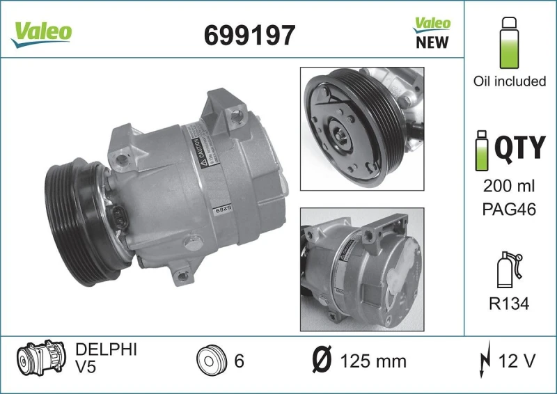 Image of Air conditioning compressor VALEO 699197