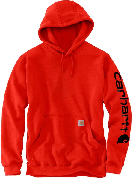 Image of Carhartt Midweight Sleeve Logo Hoodie, red-beige, Size L