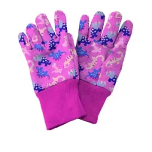 image of Kent&stowe - Pink Dinosaur Kids Gardening Gloves (70105436)