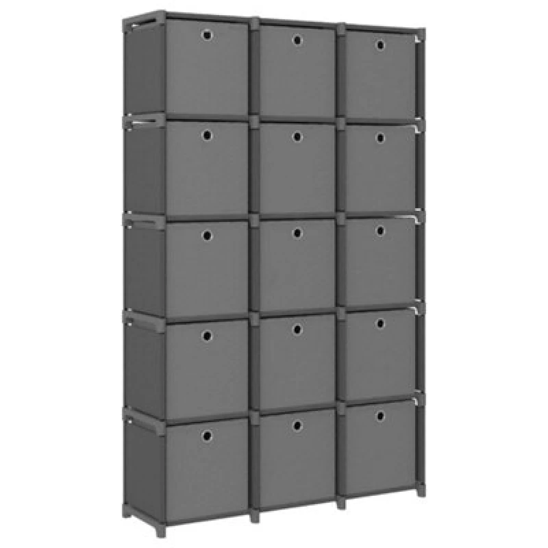 Image of VIDAXL Vidaxl - 15-Cube Display Shelf with Boxes Grey 103x30x175.5cm Fabric 8720286042786