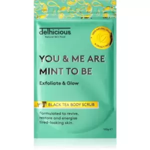 image of delhicious YOU & ME ARE MINT TO BE MINT BLACK TEA refreshing body scrub for dry and itchy skin 100 g