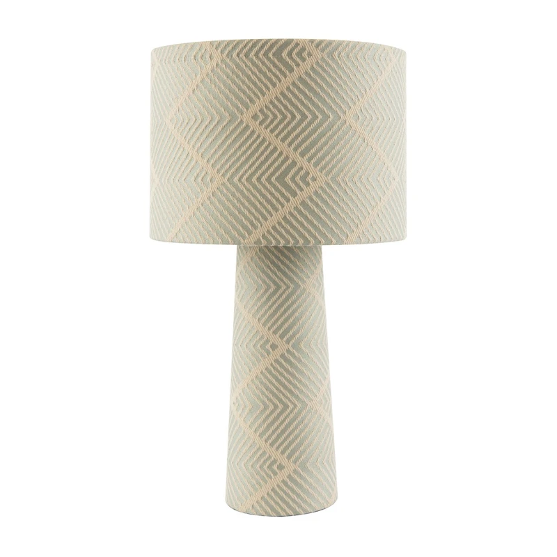 Image of Happy Homewares Duck Egg & Cream Jacquard Zig Zag Lamp with Fabric Shade & Base in Duck Egg Blue Duck Egg Blue Unisex