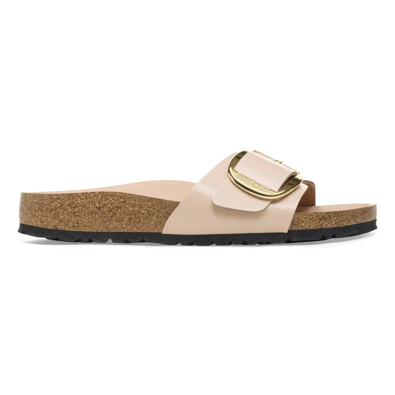 Image of Birkenstock Womens sandals Birkenstock Madrid Big Buckle Natural Leather Patent Beige Female 36