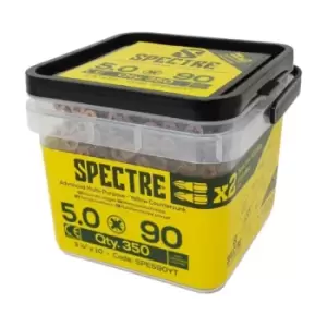 image of Forgefix - Spectre Advanced Countersunk Wood Screws (Zinc Yellow Passivated) - 5.0 x 90mm (350 Pack Tub)