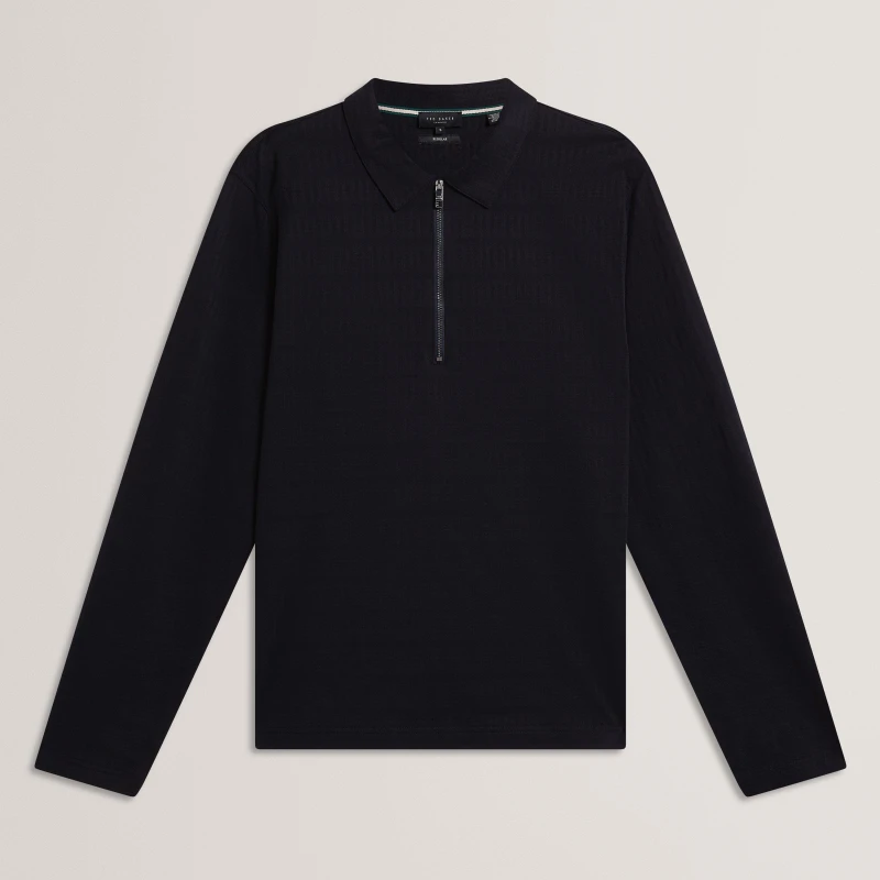 Image of Ted Baker Ted LS Text StrpHZip Sn62 Navy male S (2)