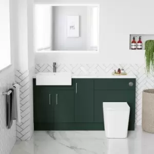 image of 1500mm - 1800mm Green Toilet and Sink Unit with Marble Worktop and Chrome Fittings - Coniston