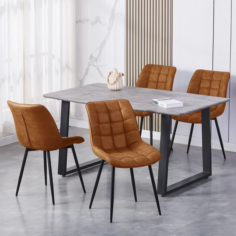 Image of MCC Direct Set of 2 Suede Effect Dining Chairs Plush Padded Upholstered Accent Chair - Alba Tan
