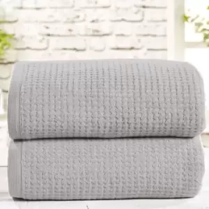 Image of Belle Maison Two Piece Waffle Towel Bale Set 450gsm, Cotton, Storm Grey, 2