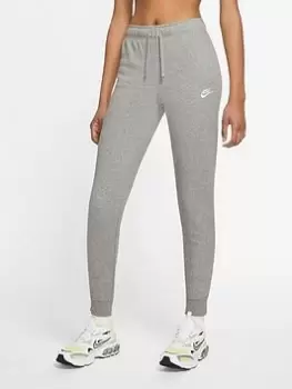 Image of Nike NSW Club Fleece Mid Rise Tight Joggers - Dark Grey Heather, Size XS, Women