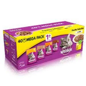 image of Whiskas 7+ Senior Poultry Feasts in Jelly Cat Food 40 x 85g