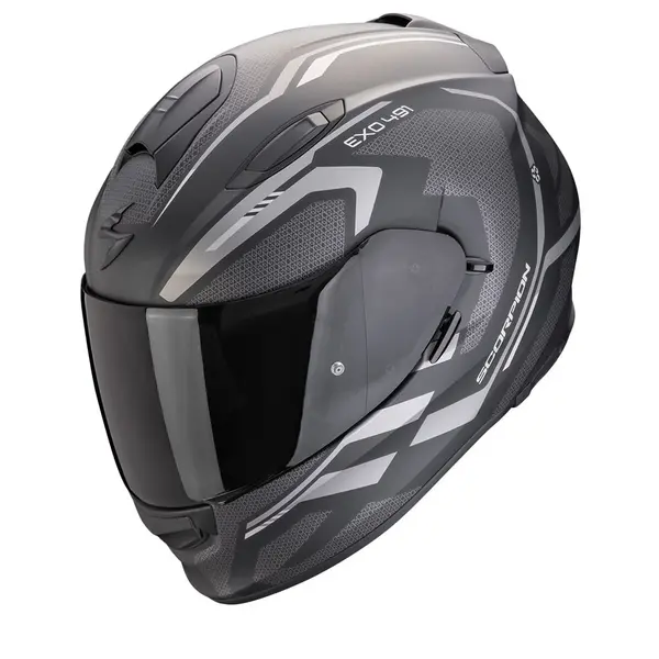 Image of Scorpion EXO-491 Kripta Matt Black-Silver Full Face Helmet Size 2XL