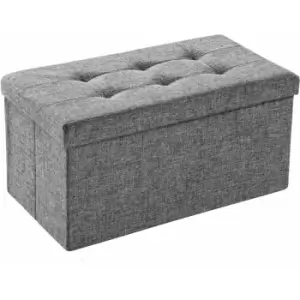 Image of Tectake - Foldable storage bench made of polyester 76x38x38cm - storage ottoman, shoe storage bench, hallway bench - light grey - light grey