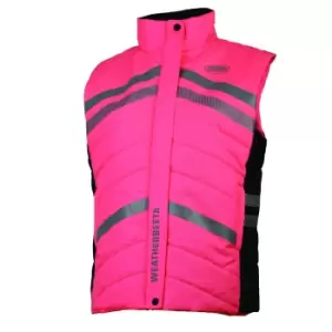 image of Weatherbeeta Childrens/Kids Quilted Reflective Gilet (L) (Hi Vis Pink)