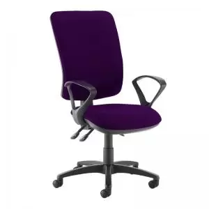 Image of Senza extra high back operator chair with fixed arms - Tarot Purple
