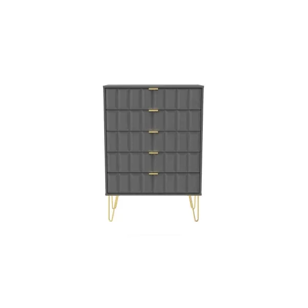 Image of Ready Assembled Cuba 5 Drawer Chest - Dust Grey
