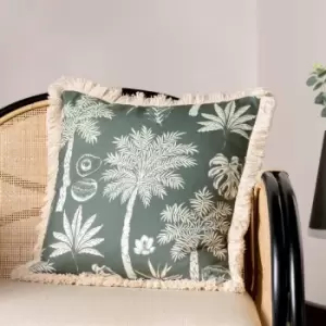 image of Paoletti Colonial Palm Polyester Filled Cushion Forest