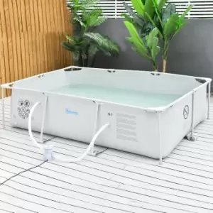 Image of Outsunny Steel Frame Pool with Filter Pump and Filter Cartridge Rust Resistant Above Ground Pool with Reinforced Sidewalls, 292 x 190 x 75cm, Grey