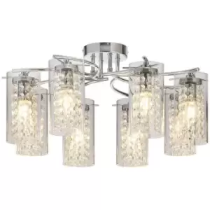 image of Luminosa Russia Semi Flush, 8 Light E14, Polished Chrome, Crystal, Glass