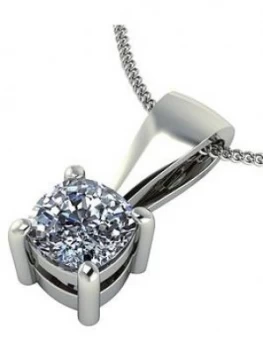 Moissanite 9 Carat White Gold 50Pt Cushion Set Pendant