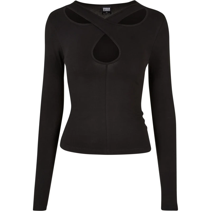 Image of Urban Classics Womens long sleeve T-Shirt Urban Classics Crossed Cut Out Noir Female S