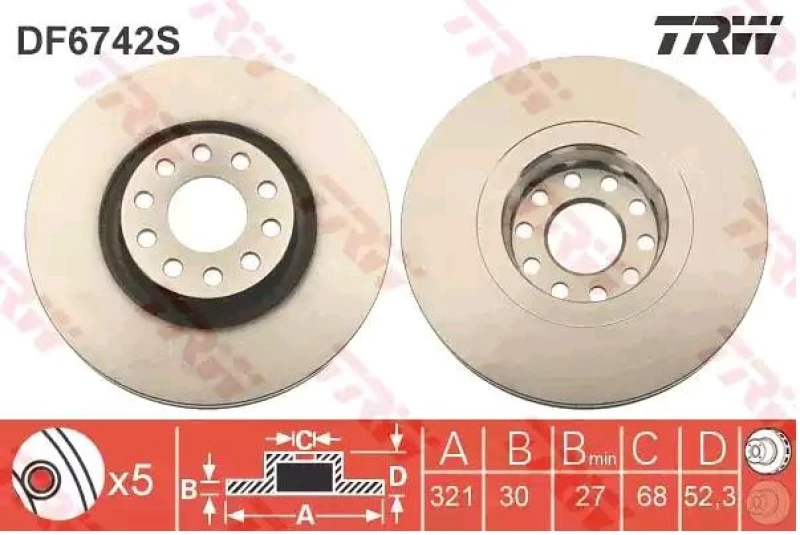 Image of Brake disc TRW DF6742S