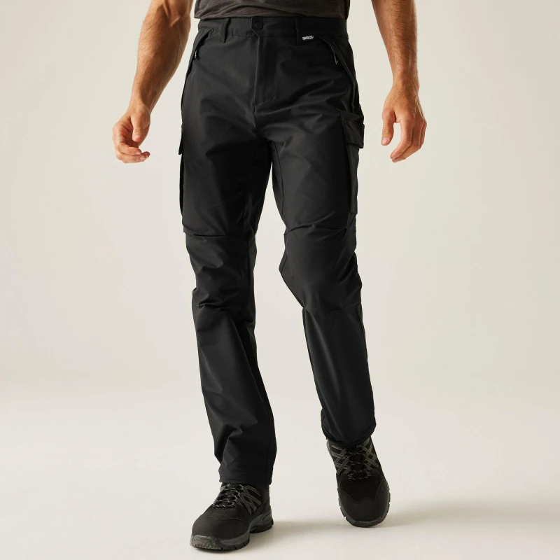 Image of Regatta Regatta Men Questra Durable Water-Repellent Cargo Trousers in Jet Black Size: 44R Jet Black 44R Male 5063019764054