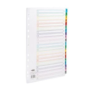 Image of Concord A4 Index 1 20 Multipunched Mylar Reinforced Multicolour Tabs 150gsm Extra Wide White
