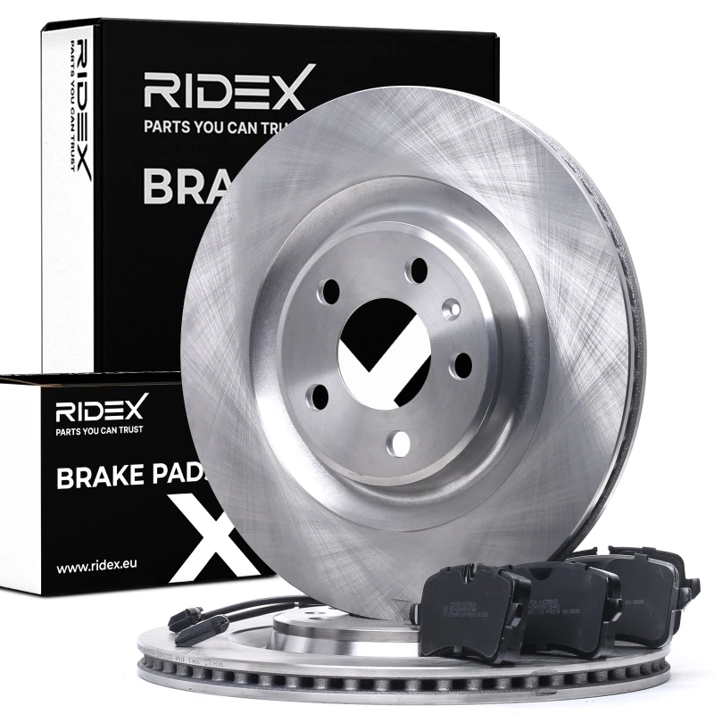 Image of RIDEX 3405B0945 Brake disc and pads set Rear Axle, Brake Disc Type: internally vented Brake Set,disc brakes (3405)