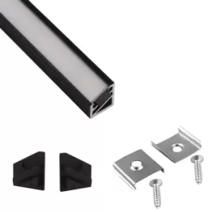 Image of Moderix Aluminium Profile Corner 2m for LED Lights Strip Opal Cover - Black, Pac