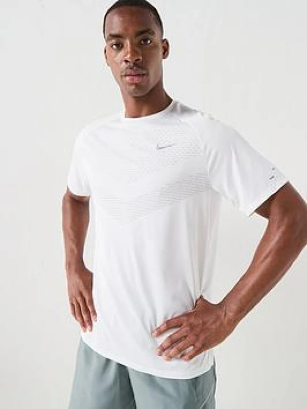Image of Nike Mens Stride Short Sleeve Performance T-Shirt - White Male XL