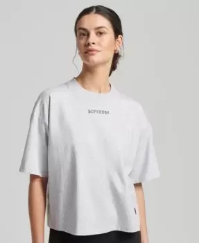 Image of Superdry Womens Code Tech Oversized Boxy T-Shirt Grey / Cadet Grey Marl - Size: 16